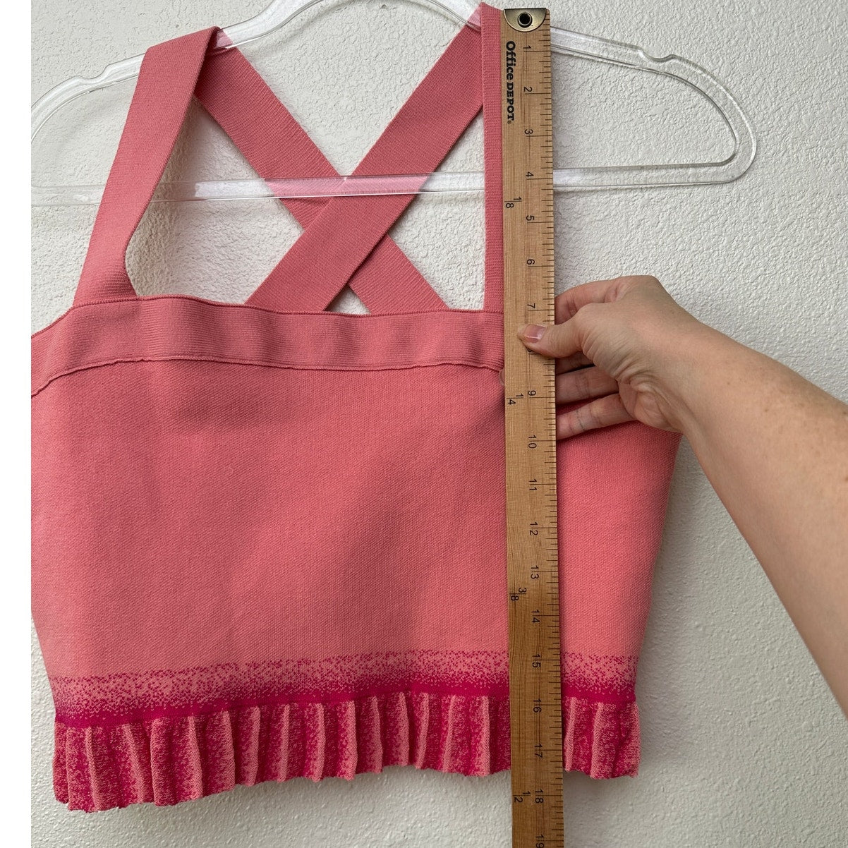 Derek Lam 10 Crosby Pink Ruffle Hem Sweater-Knit Crop Top Women’s L