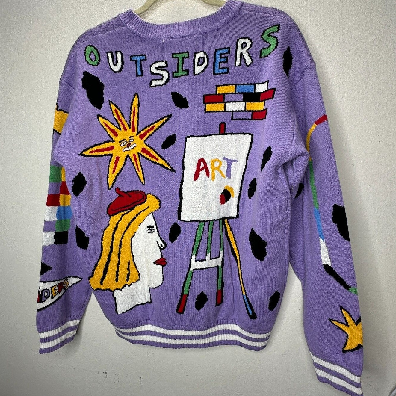 Outsiders Division Unique Purple Multi-Color Art School Graphic Sweatshirt Med