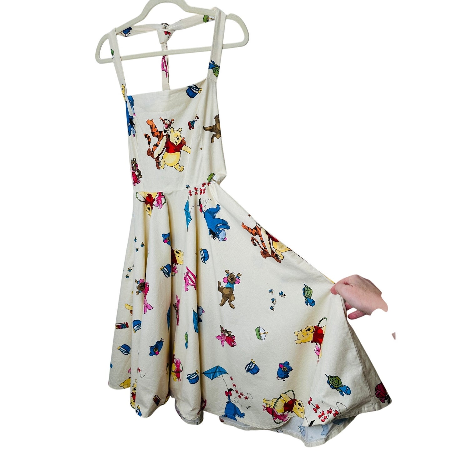 Vintage Cream Winnie The Poo Print Apron Dress Small