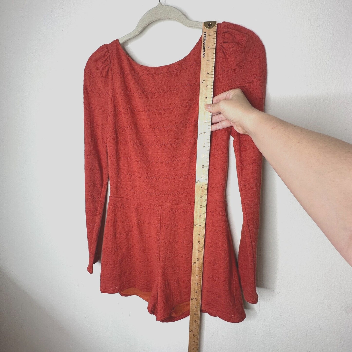 Ark & Co Salmon High Neck Long Sleeve V Back Zip Embroidered Zip Romper S