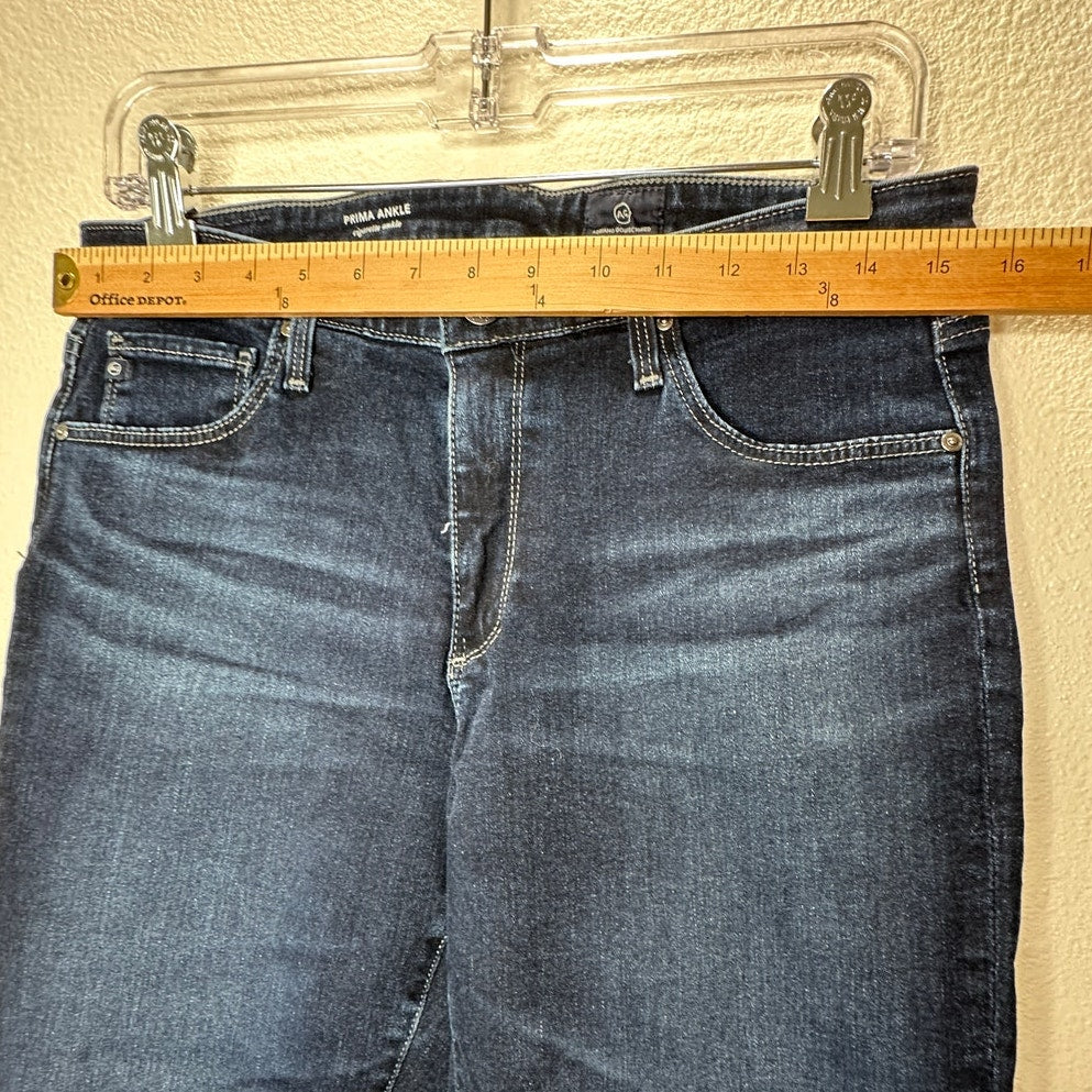 AG Dark Wash Whiskered Prima Ankle Cigarette Ankle Jeans 30