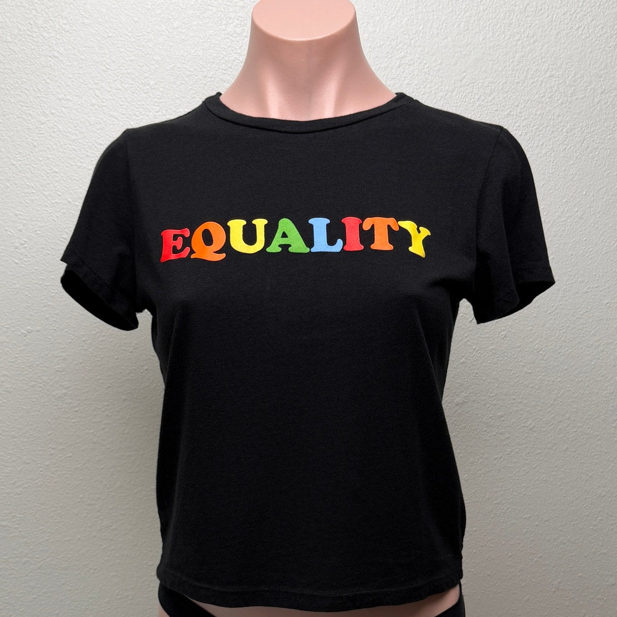 NWOT Fashion Nova Equality Graphic Crop Tee Black S