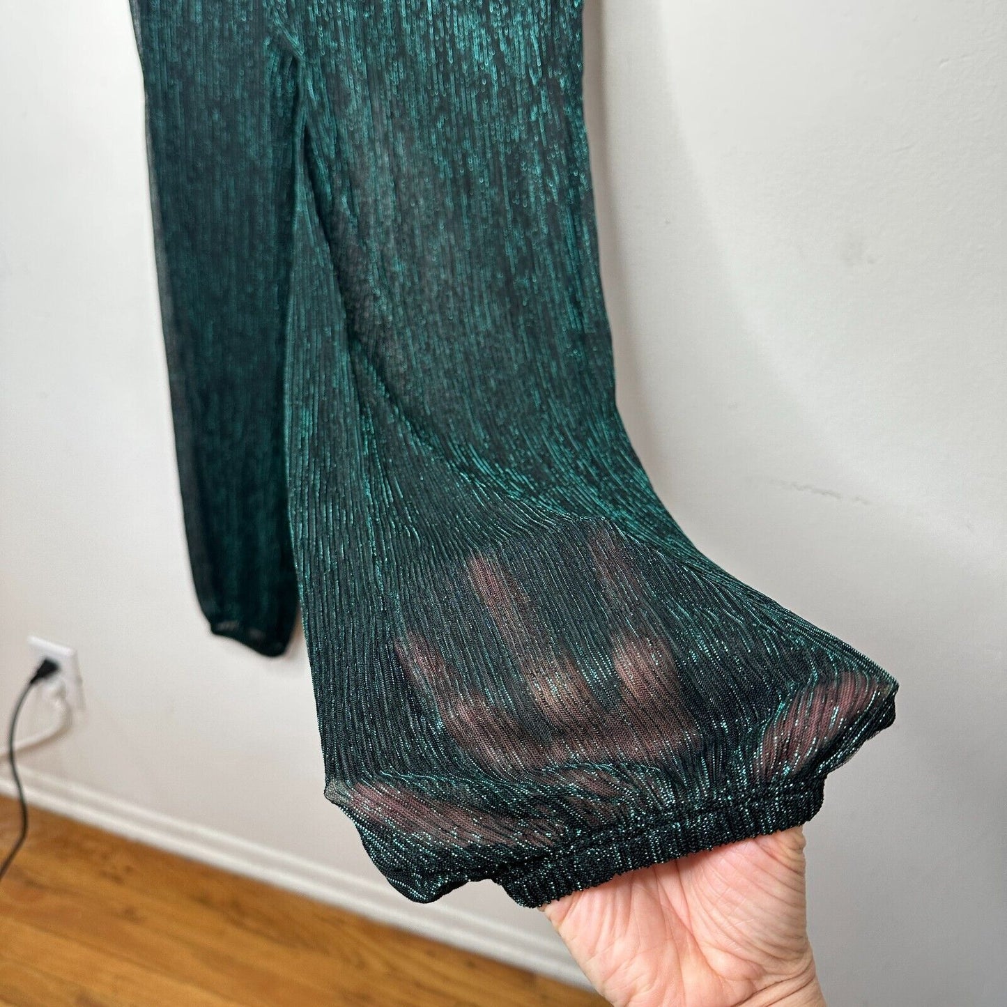 Bailey 44 Emerald Green Metallic Shimmer Pants With Undershorts Harem Legs Small