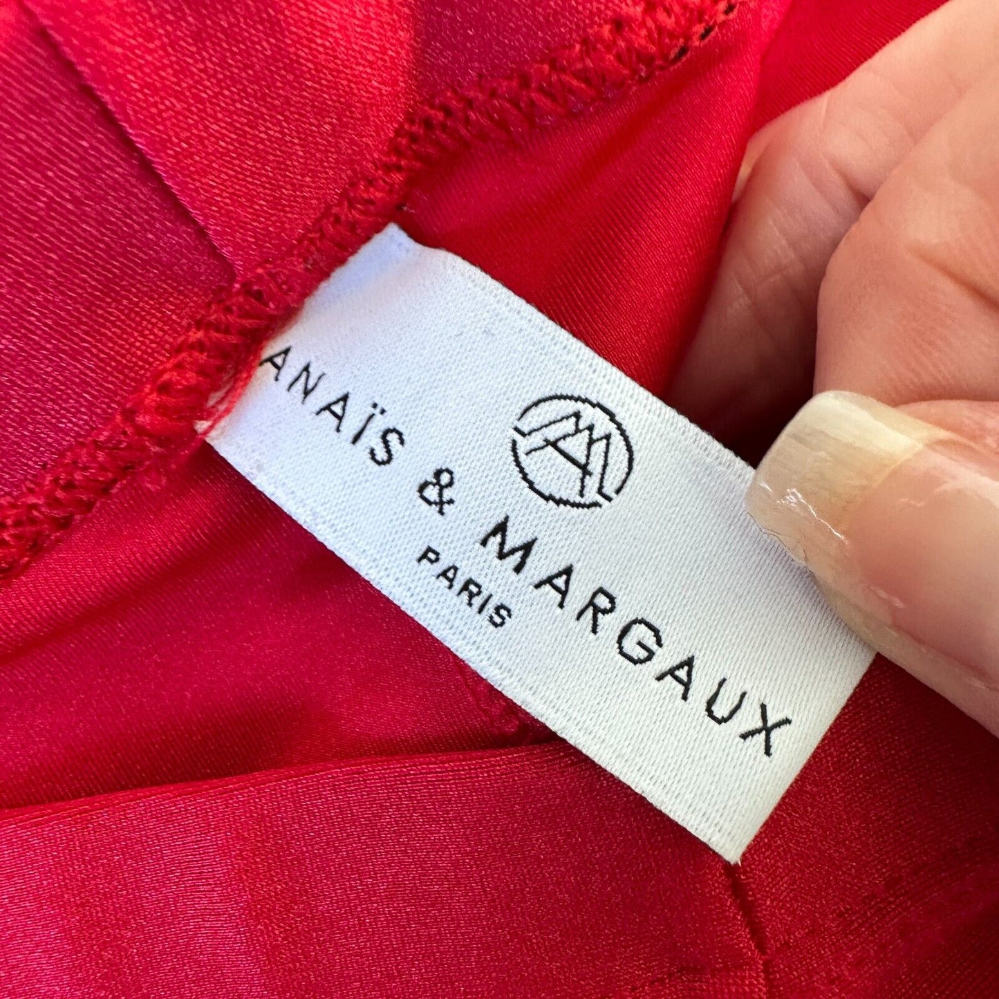 Anais & Margaux Alexandra Deep Red Shimmery Pant Leggings Italian Fabric XS