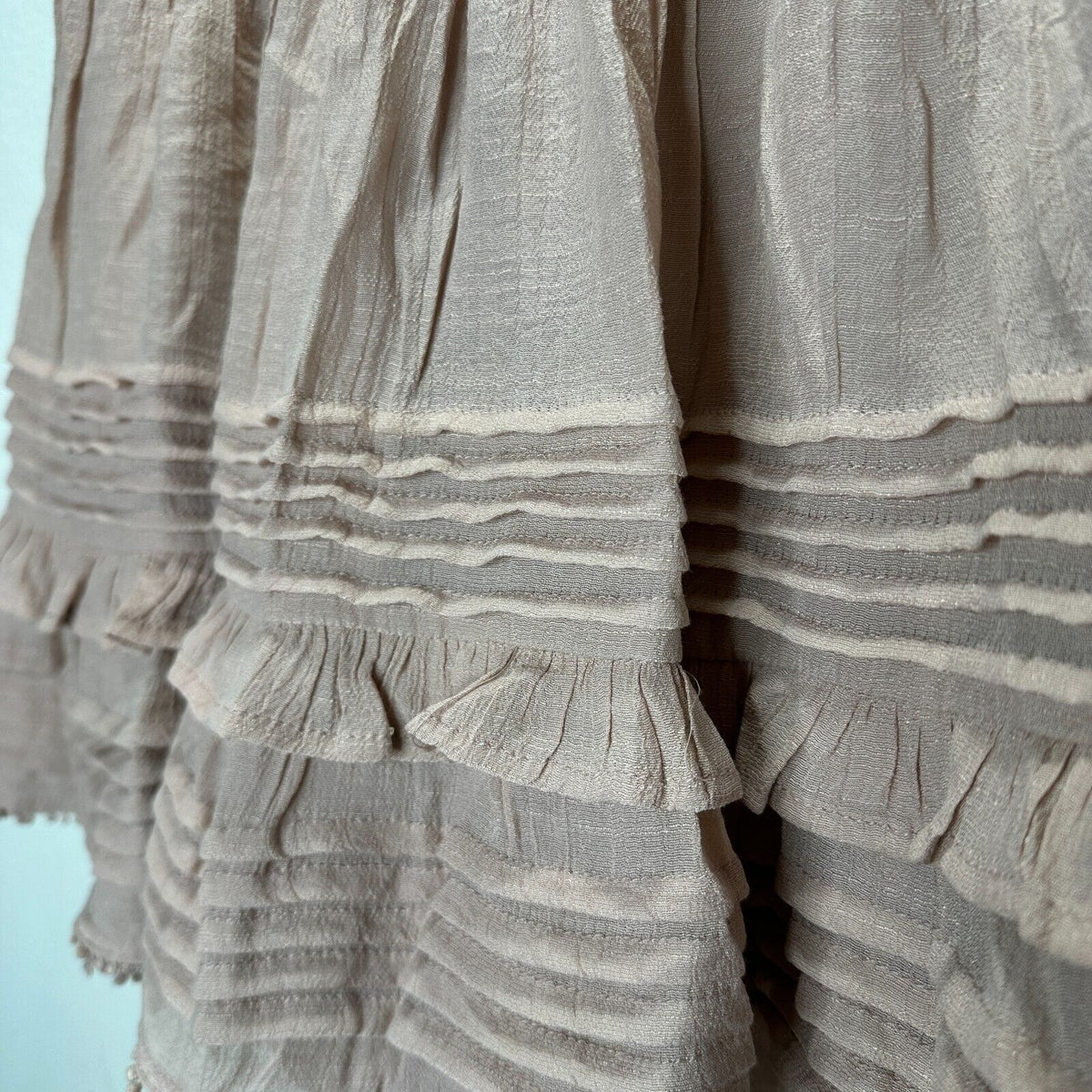 NWT Mustard Seed Poppy & Stella Dusty Rose Lined Pleated Teri Ruffle Mini Med