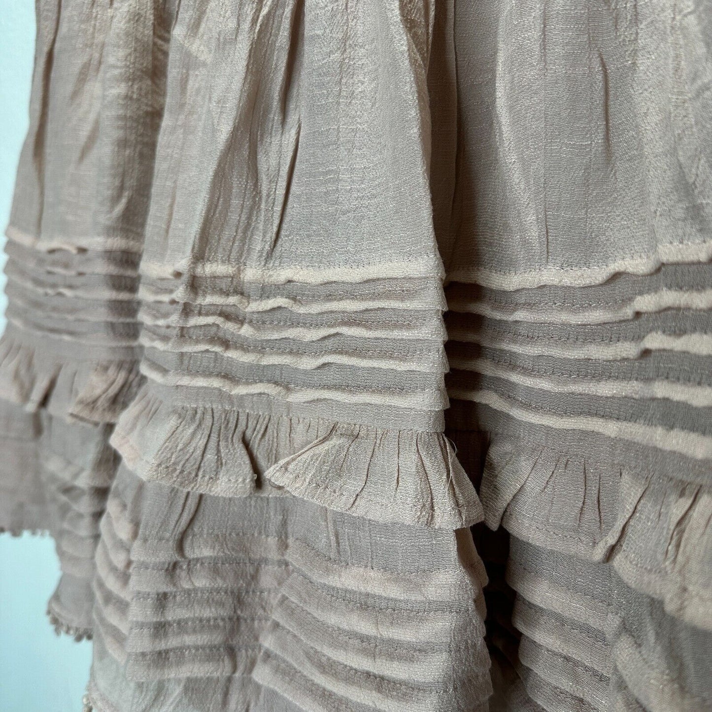 NWT Mustard Seed Poppy & Stella Dusty Rose Lined Pleated Teri Ruffle Mini Med