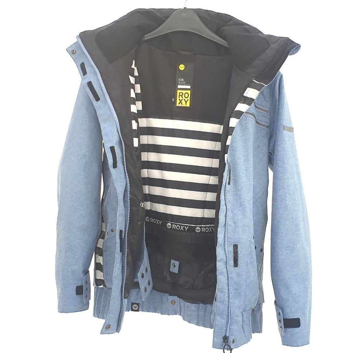 Roxy Kjersti Buaas Retro Blue Denim Removable Hood Zip Jacket S