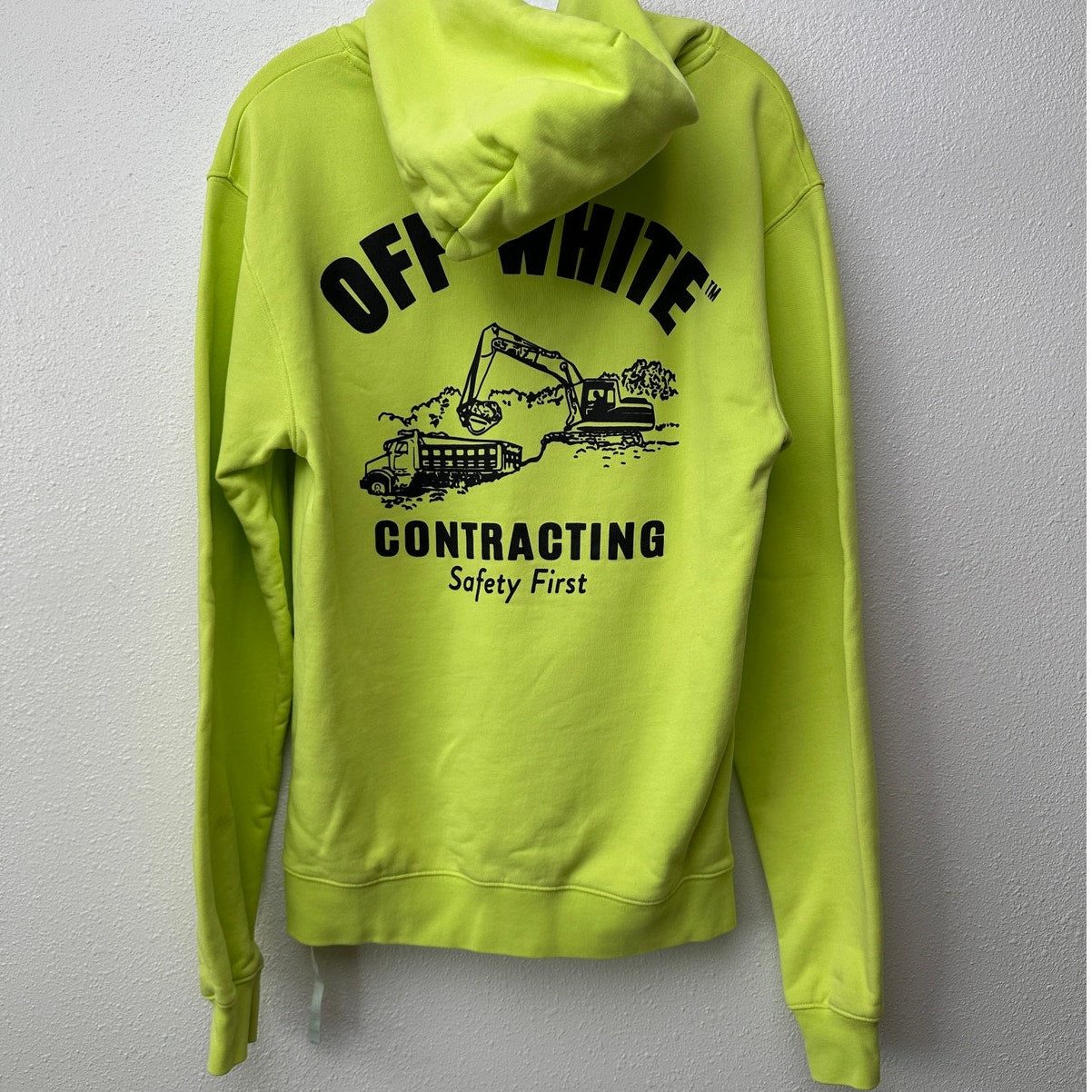 Off-White Contracting Graphic Print Hoodie Lime/Yellow Unisex S