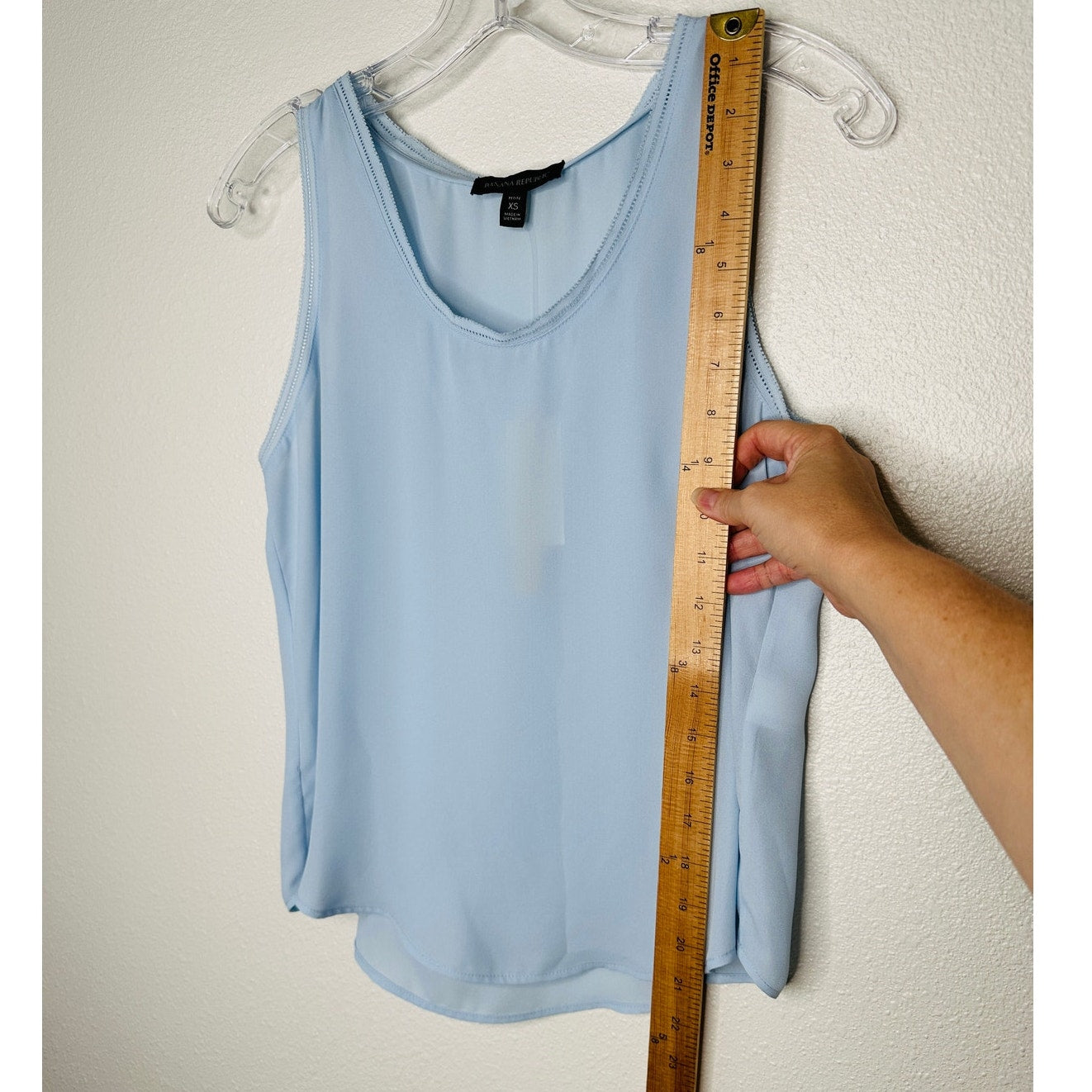 NWT Banana Republic Light Blue Picot Trim Semi Sheer Tank Top XSP