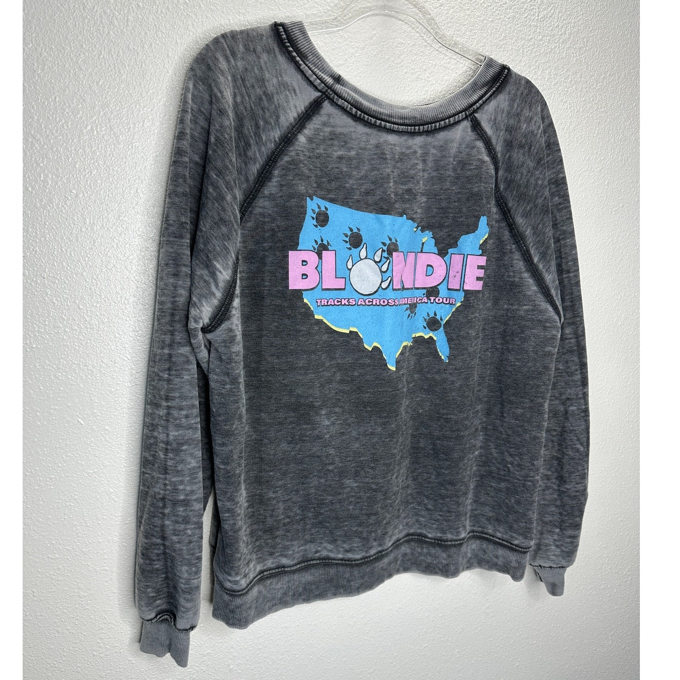 Recycled Karma Burnout Gray Crew Neck Long Sleeve Blondie 1982 Tour Sweatshirt S