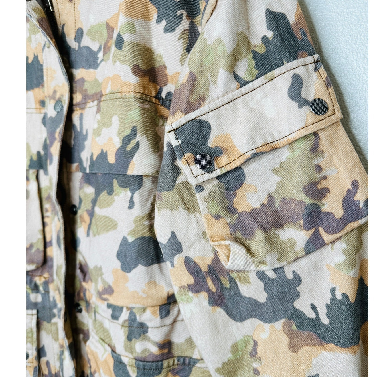 NWT Isabel Marant Peach Pink Gray Elize Camel Camo Field Jacket 38