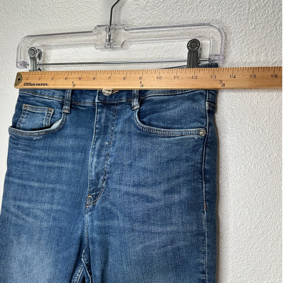 Zara Dark Medium Blue Wash High Waist Skinny Jeans 6