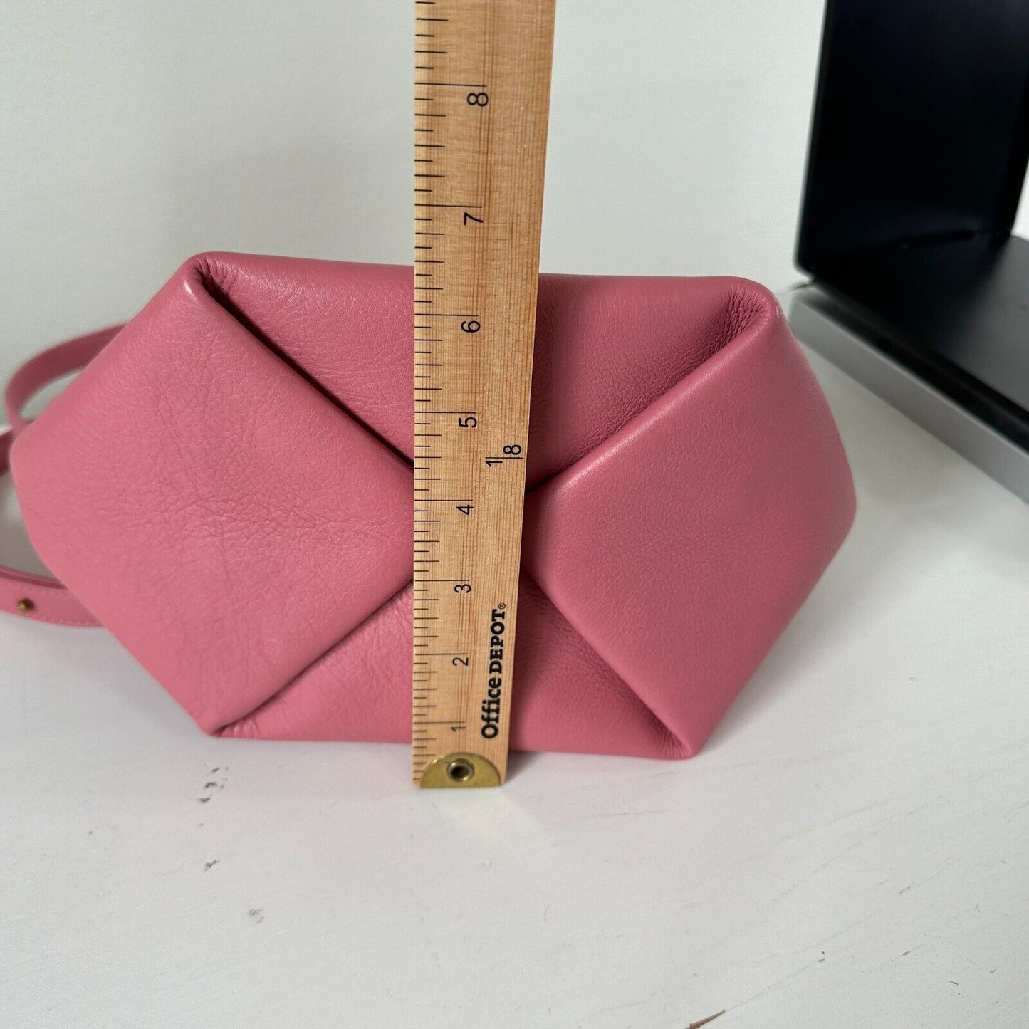 NWOT Mansur Gavriel Tulipano Mini Pebbled Leather Crossbody Bag Peony Pink