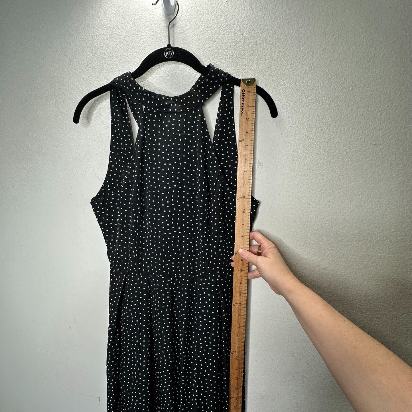 Audrey Halterneck Black White Polka Dot Open Tie Back Pleat Wide Leg Jumpsuit S