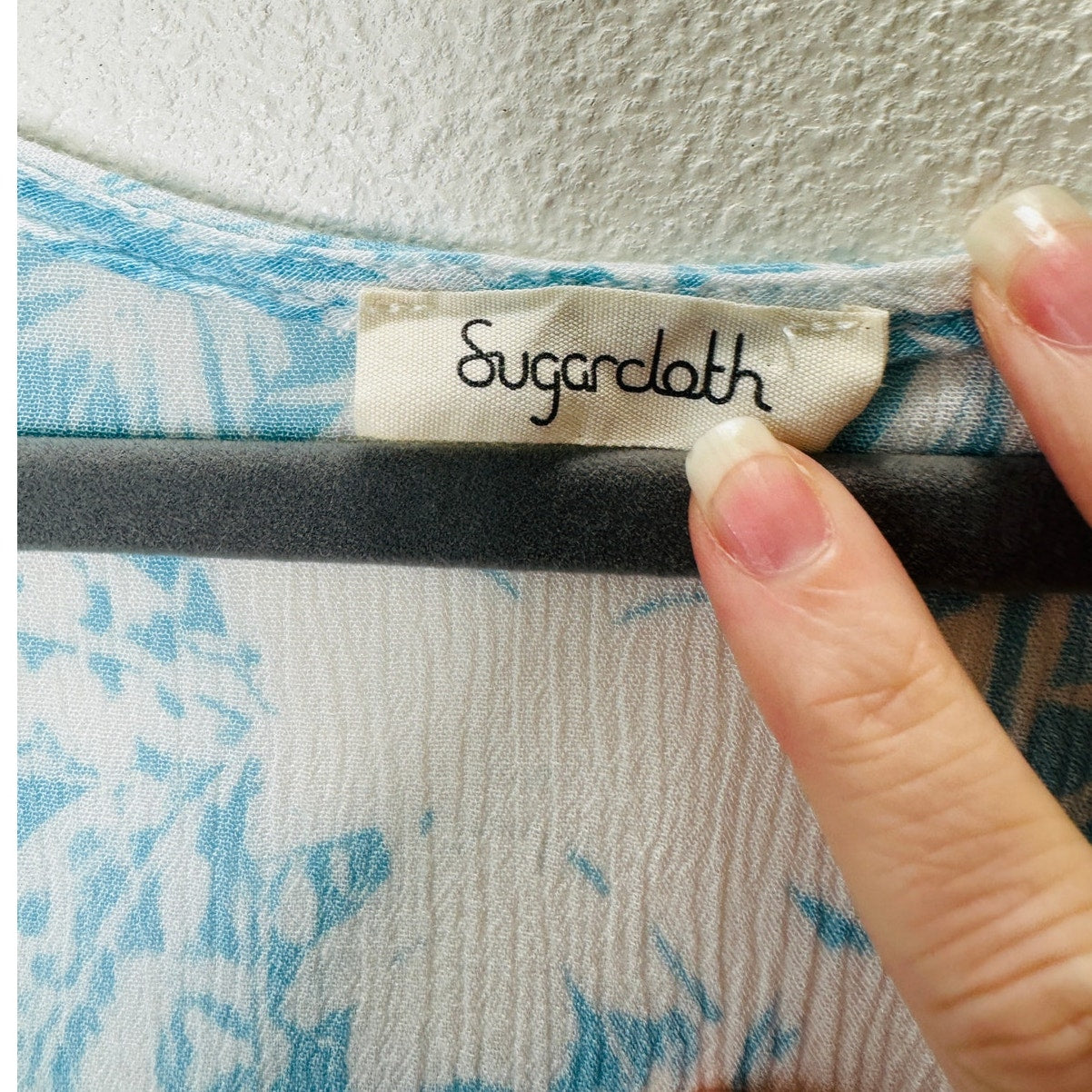 Sugarcloth SET Ivory Blue Floral Crop Top & Faux Wrap Skirt S