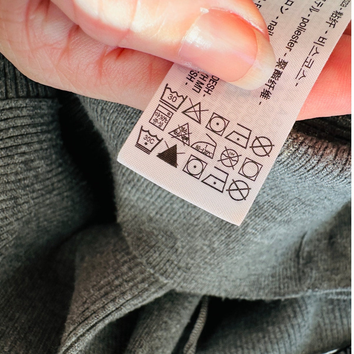 Zara Heather Gray Micro Rib V-Neck Front Button Long Sleeve Crop Cardigan Sweater S