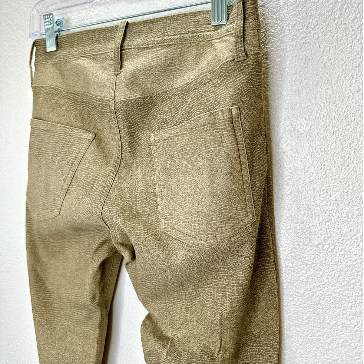 Caribbean Queen Muted Yellow Gray Snakeprint Front Zip Button Jeggings S