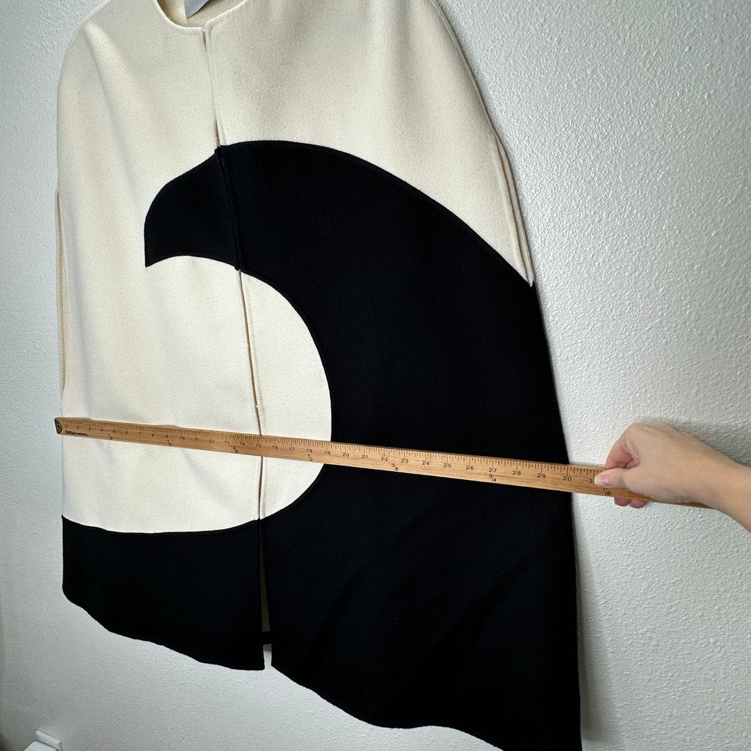 NWT Valentino Cream & Black Wool Cashmere Blend Cape 44 / 8