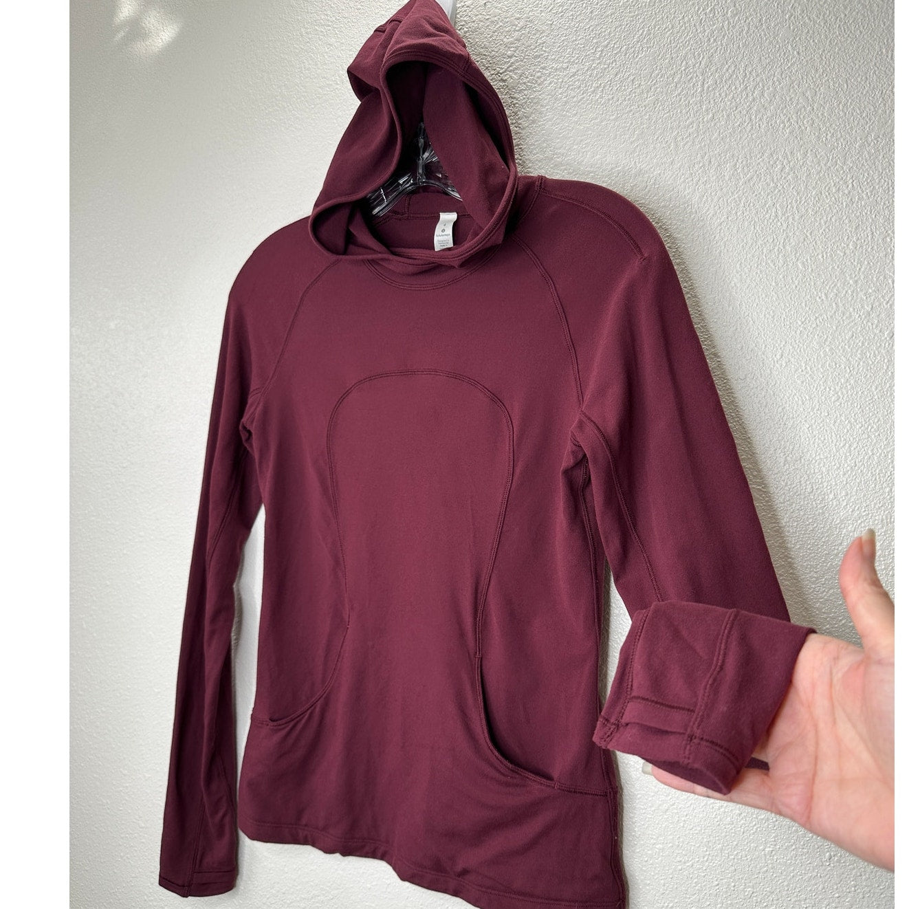 Lululemon Burgundy Long Sleeve Front Pocket Hooded Shirt 4