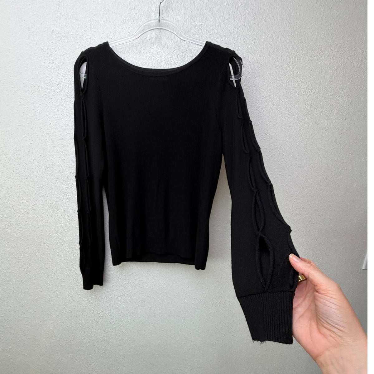 Ramy Brook Black Cutout Sleeve Sweater Women S