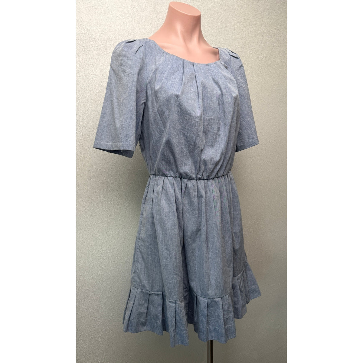 3.1 Phillip Lim Blue Chambray Ruffle Dress Women US 4