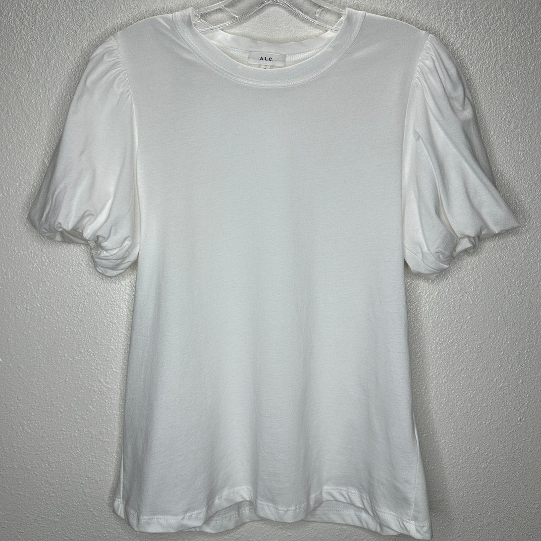 A.L.C. White Poole Puffy Short Sleeve Round Neck T-Shirt S