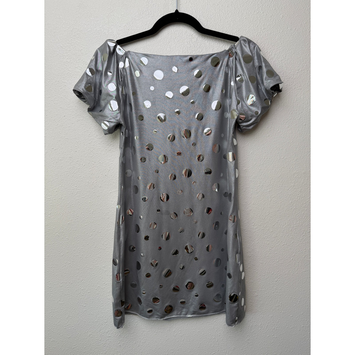 Volcano Silver Mirror Disc Mini Dress Women Size 1