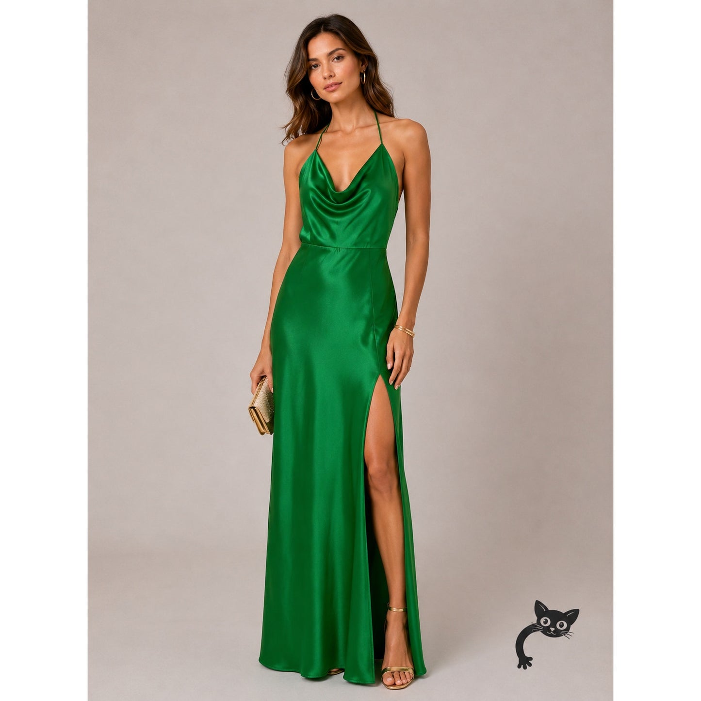 NWT Nicholas Lucinda Green Silk Halter Slip Maxi Dress Women’s US 6