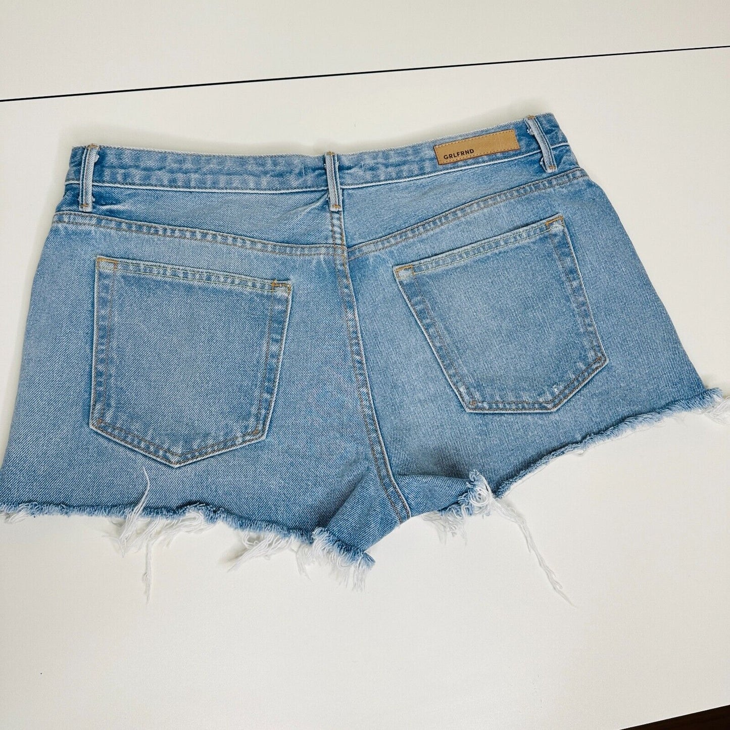Grlfrnd Medium Wash Can't Get Enough Cindy Button Fly Cutoff Raw Hem Shorts 31
