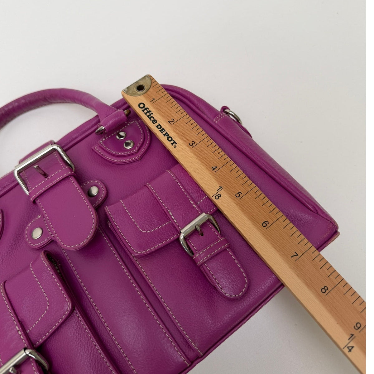 Barneys New York Magenta Buckle Satchel Bag Women's