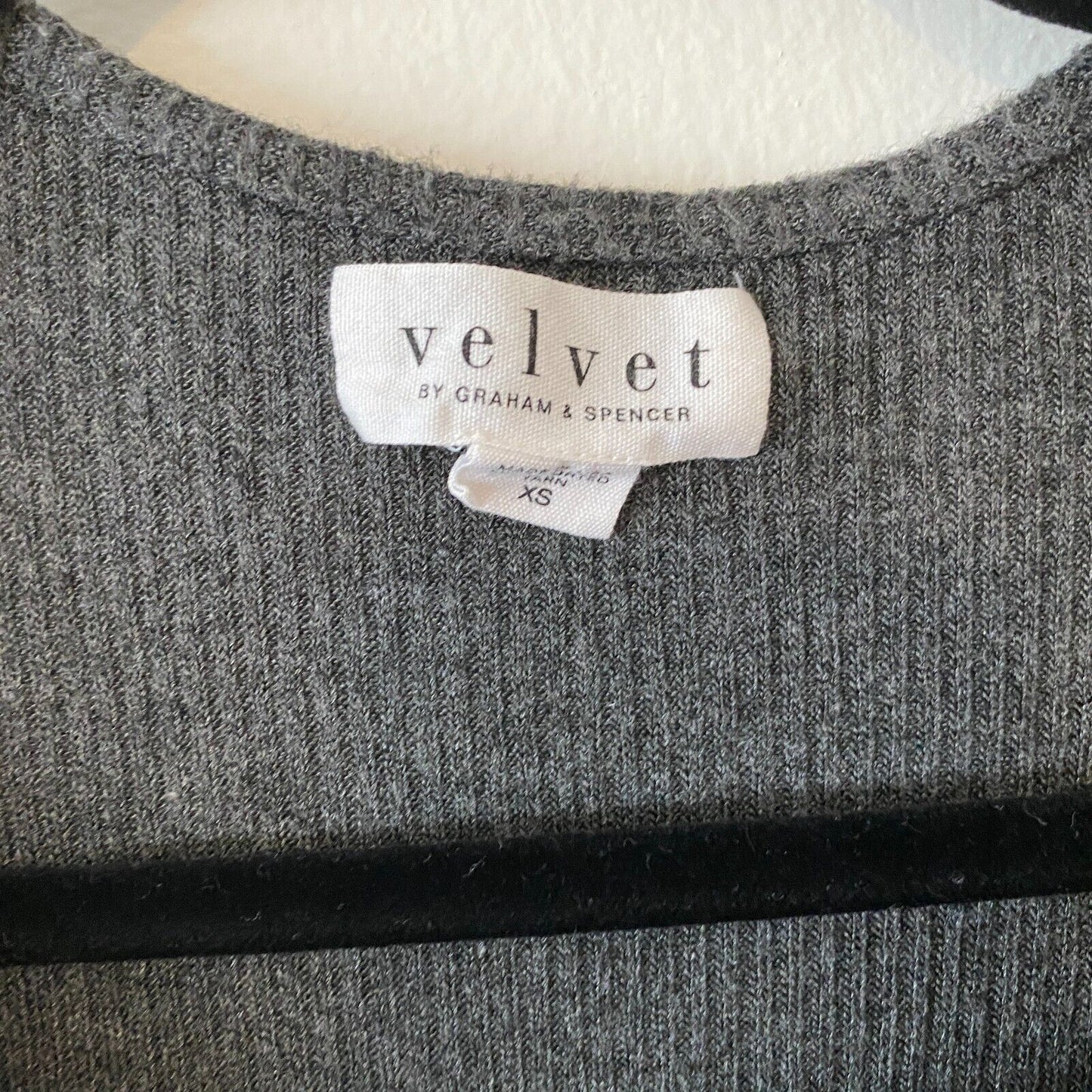 VELVET Graham and Spencer Gray Billow Lace up V-Front Long Sleeve Jersey Top XS