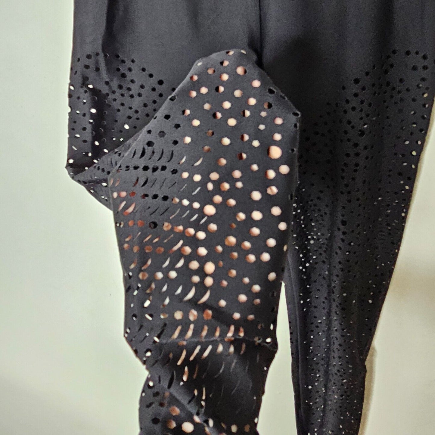 Willow Jet Black Laser Cut Design High Waist Stretch Legging Pants Medium