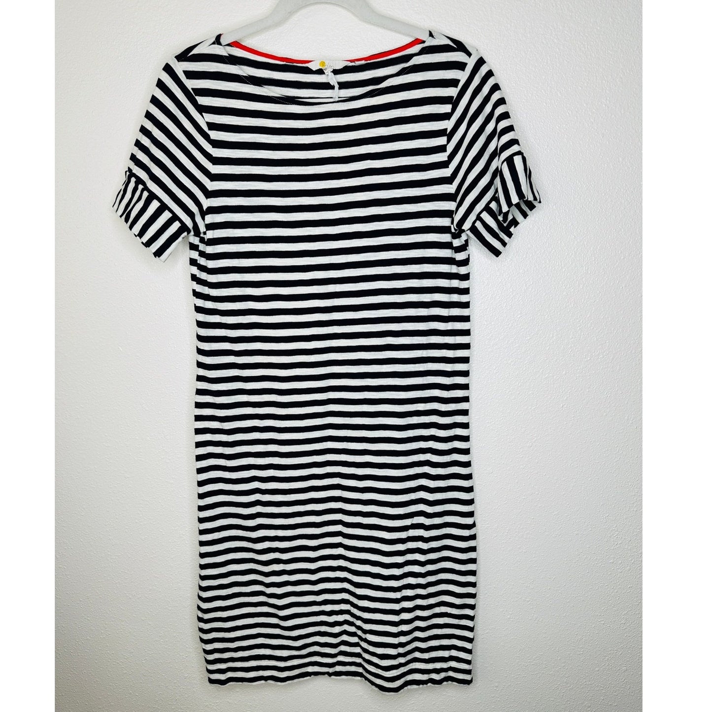 Boden Ivory & Black Stripe Short Sleeve Round Neck Shirt Dress 6 L