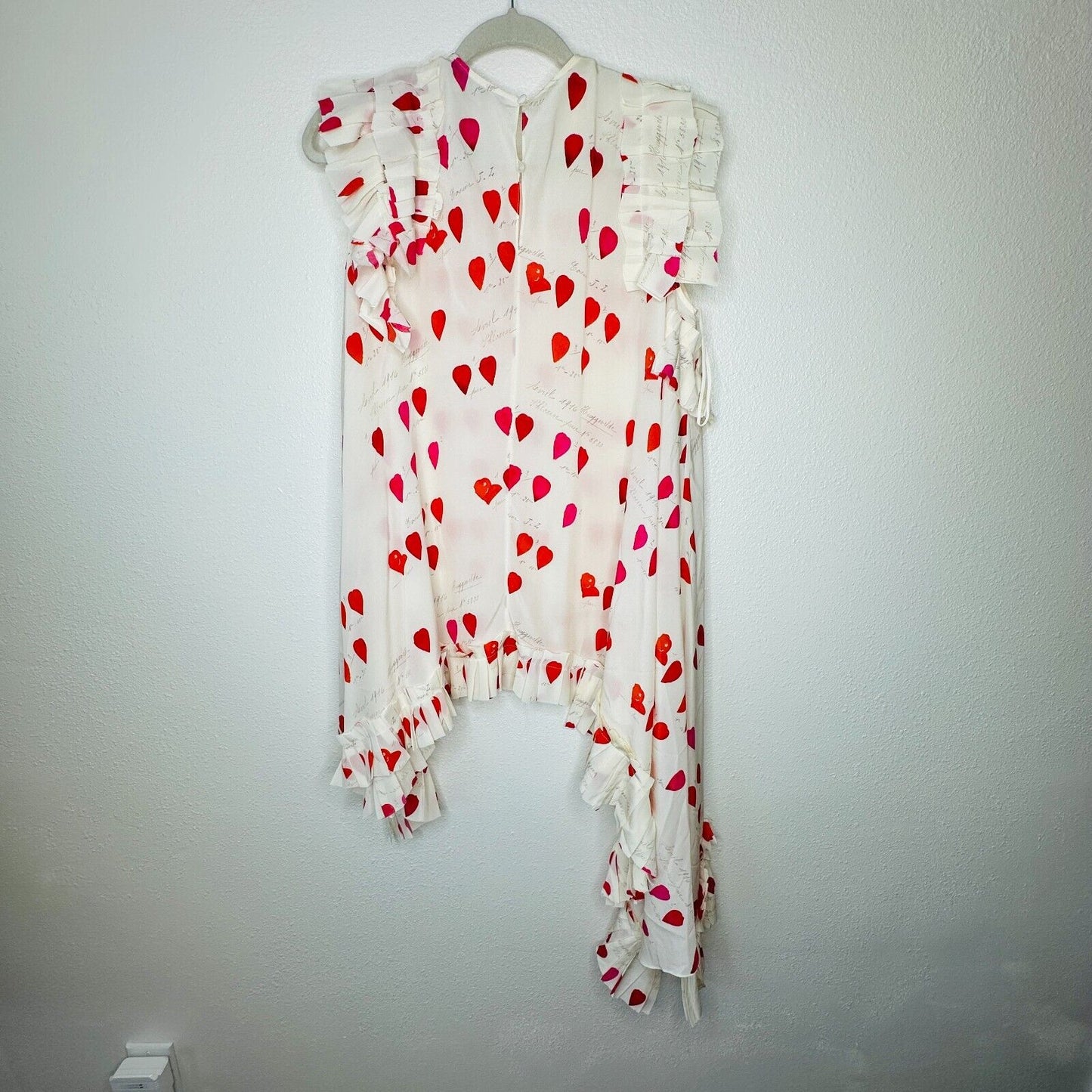 Alexander McQueen Cream Red Sleeveless Asymmetric Pleated Ruffle Blouse 44 / 12