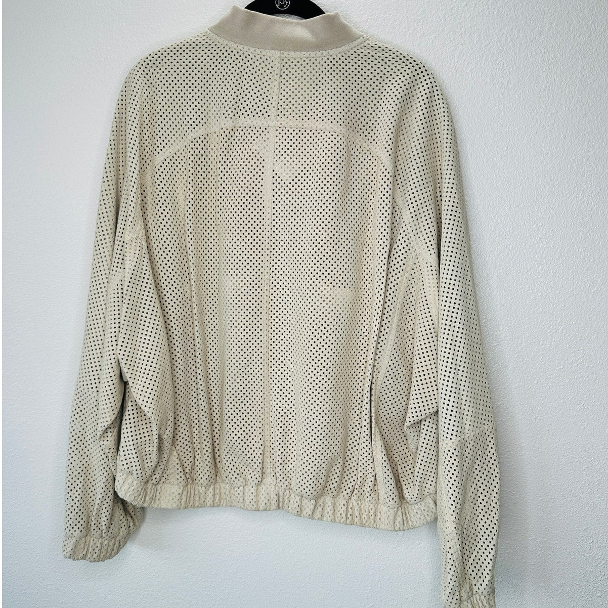 NWT Brunello Cucinelli Tan Cream Laser Cut 100% Leather Bomber Jacket 48 / XL