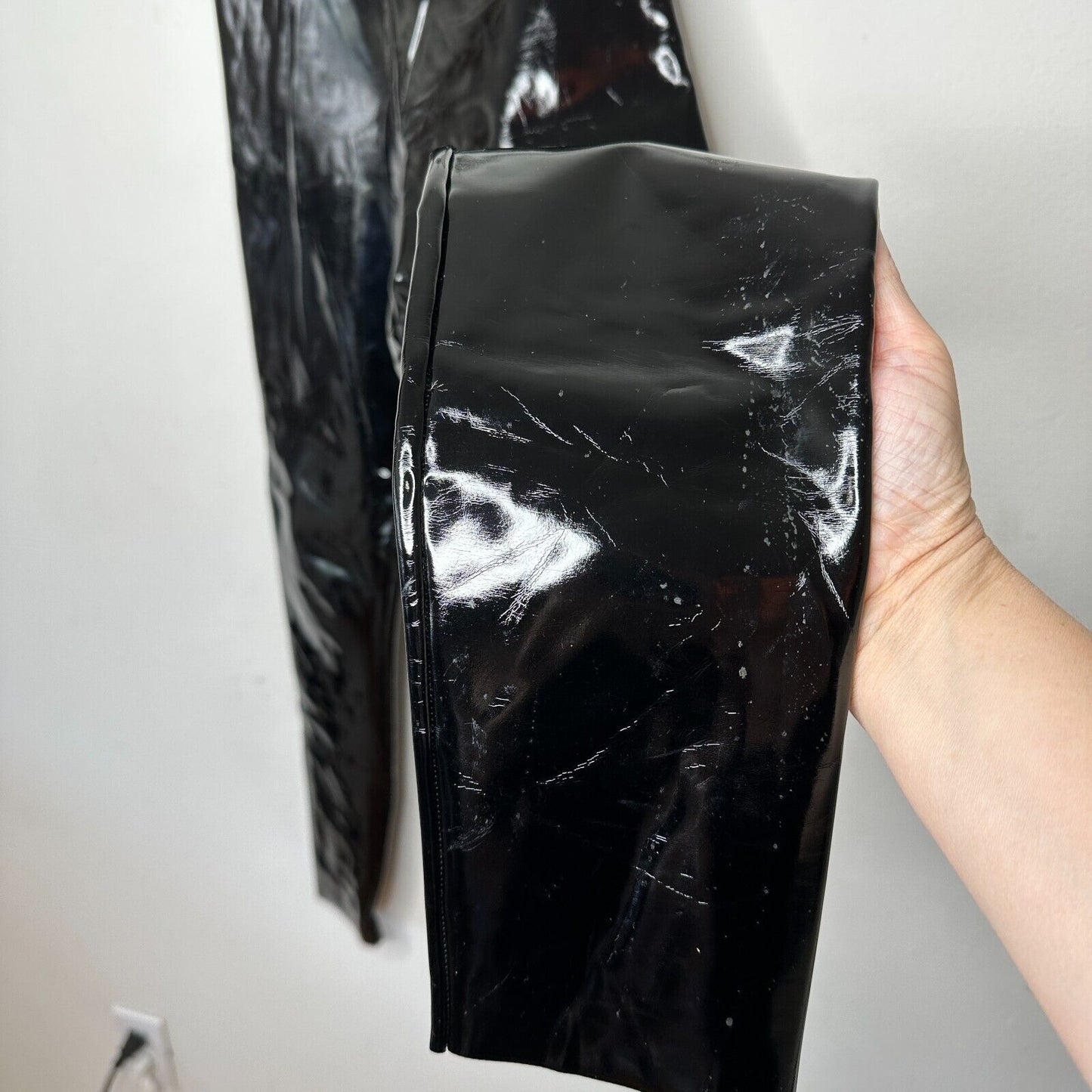 Commando Black Shiny Crackle Faux-Patent Legging High Shine High Rise Stretch SM