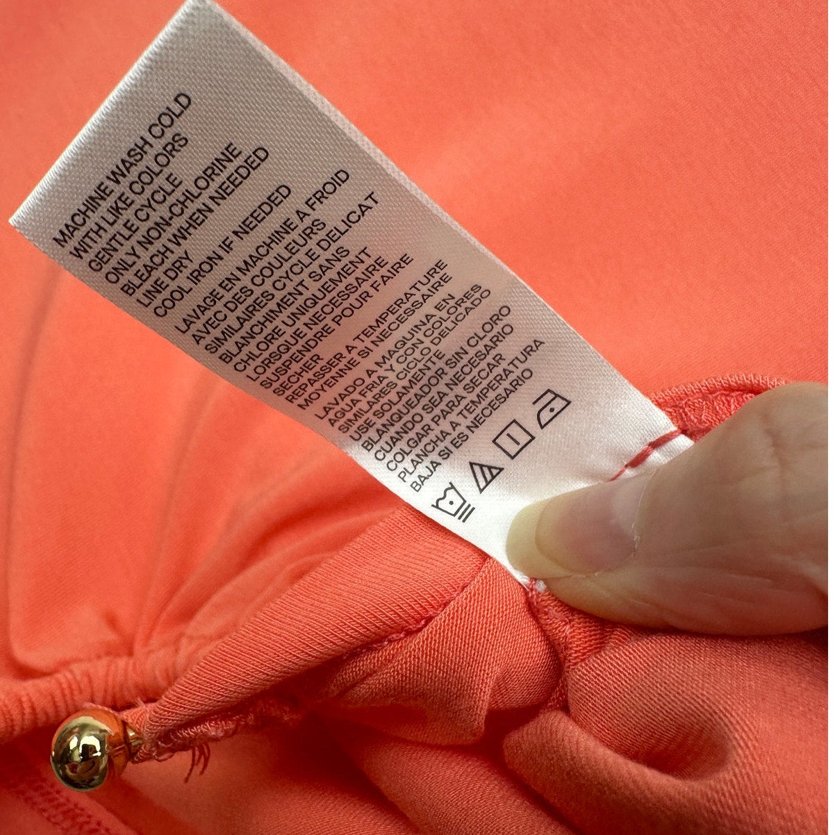 Good American Jersey Top Coral XS Ring Detail Tee