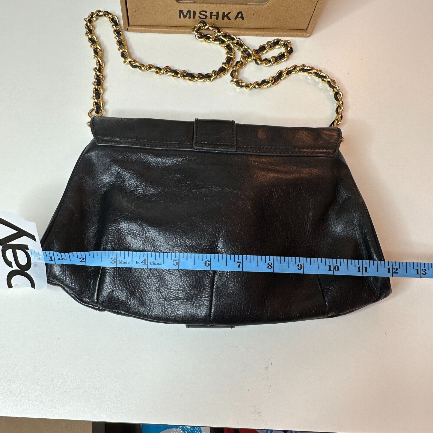 Badgley Mischka Black Leather Purse Detachable Chain Strap