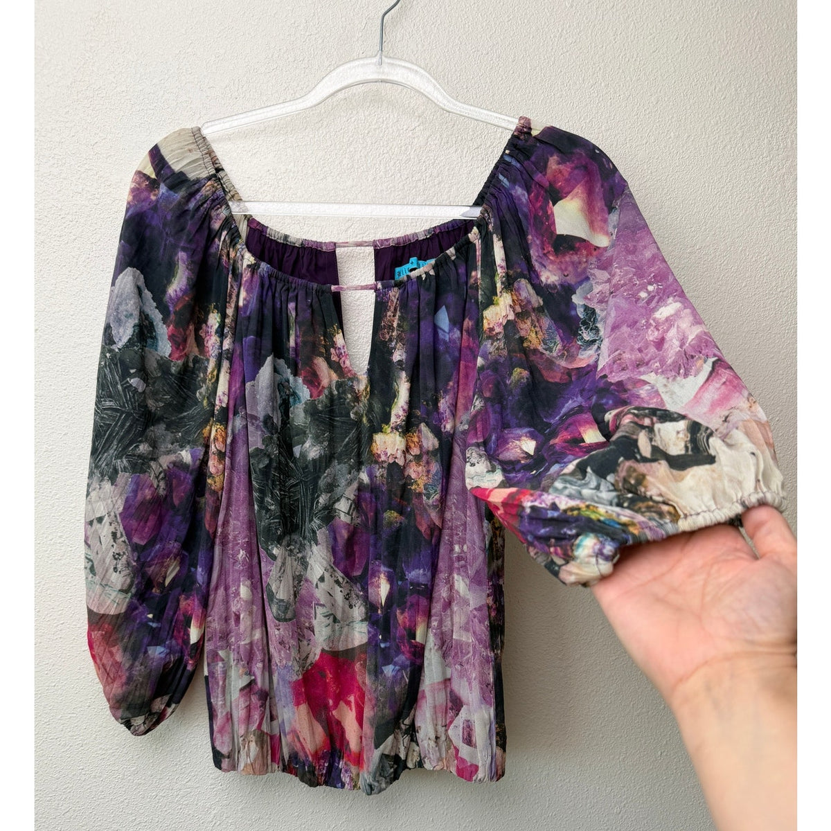 Alice + Olivia Womens Purple Silk Peasant Blouse XS