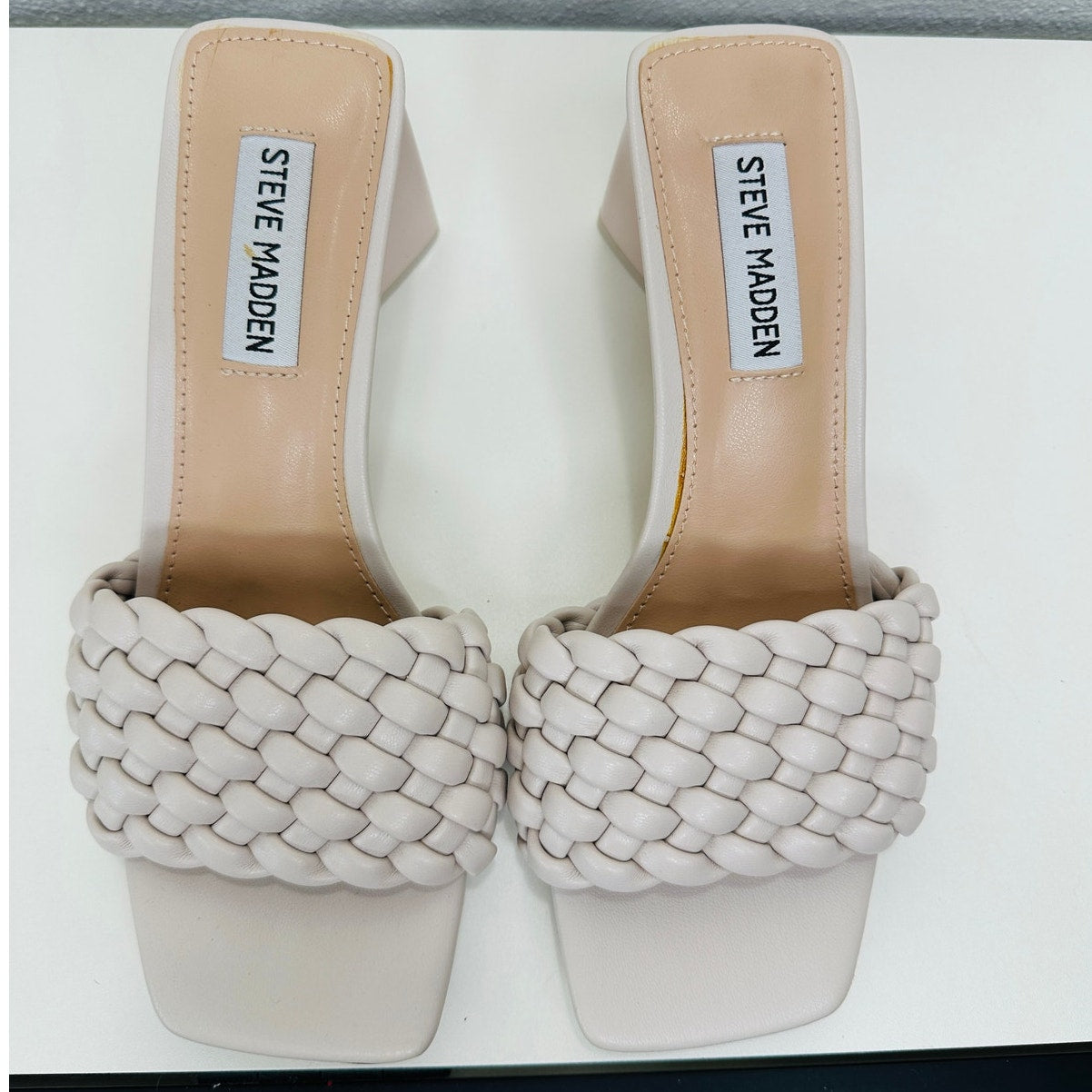 Steve Madden Bone Monte Carlo Braided Triangle Heel Sandal 6