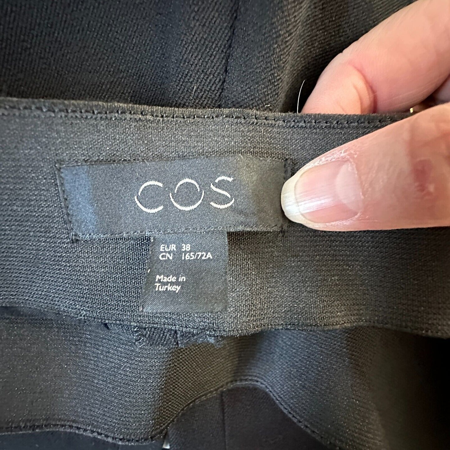 COS Black Stretch Side Zip Flat Front Slim Fit Leggings Trousers Pants 38