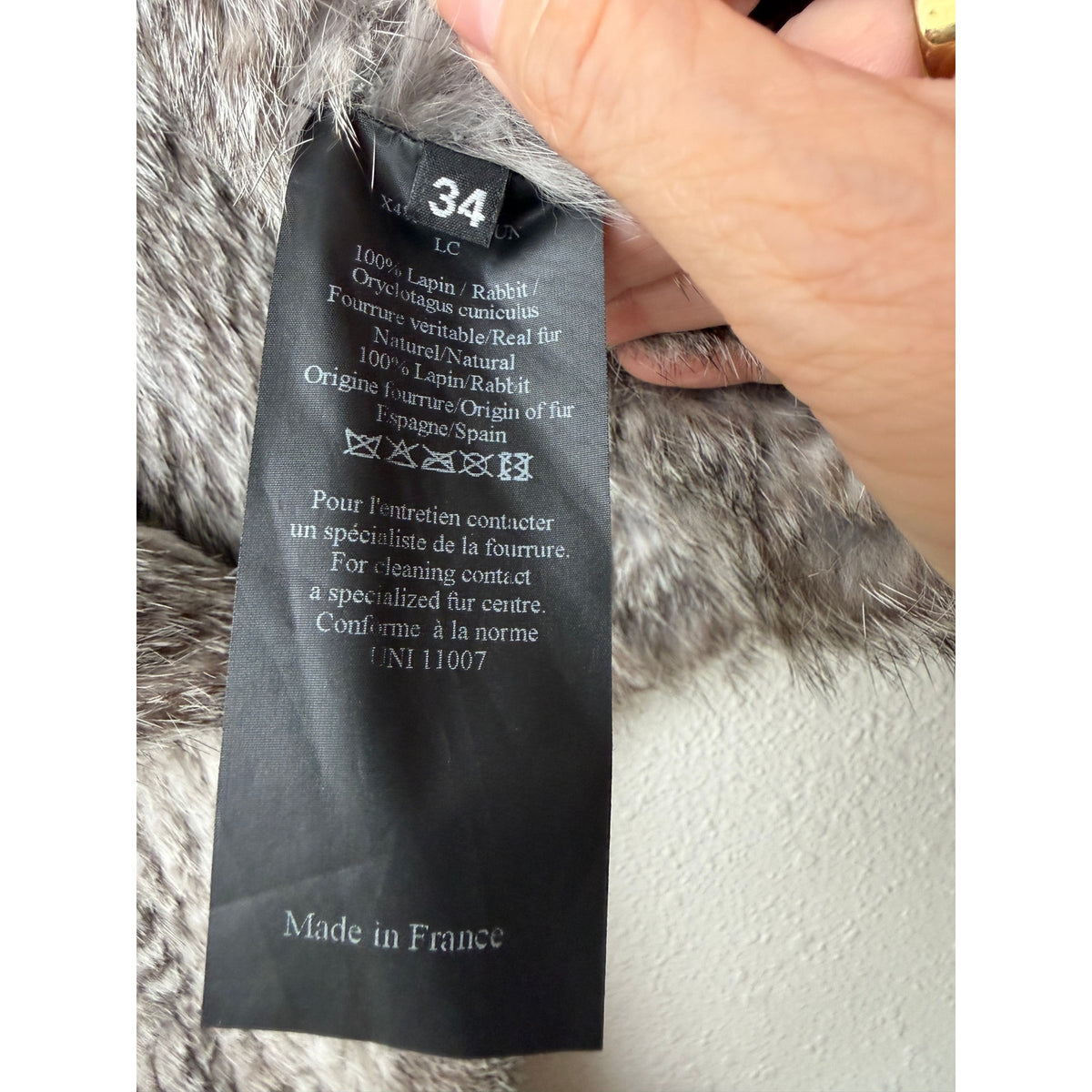 Yves Salomon Gray Rabbit Fur Drape Vest Women FR 34