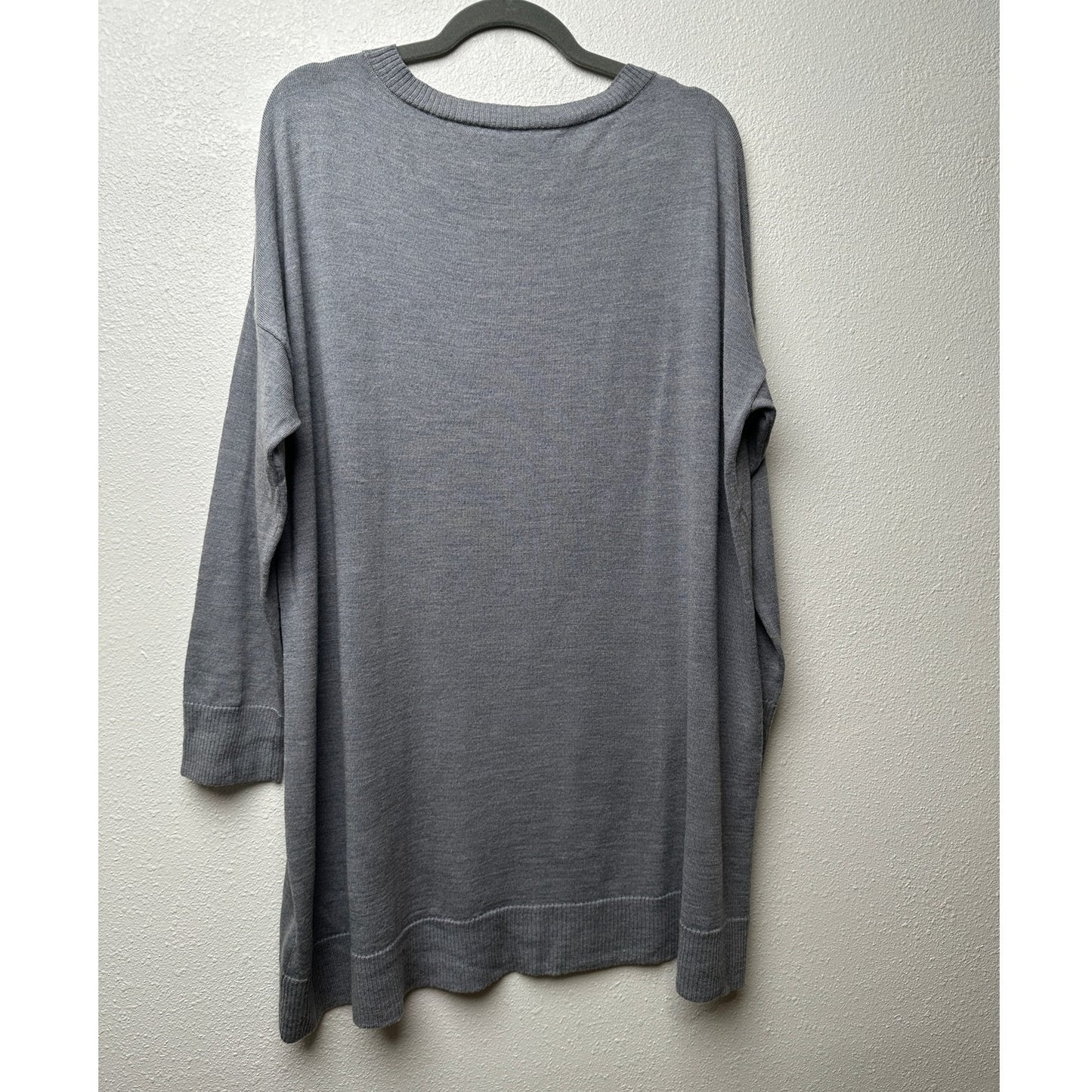 Eileen Fisher Gray Merino Wool Tunic Sweater Dress L