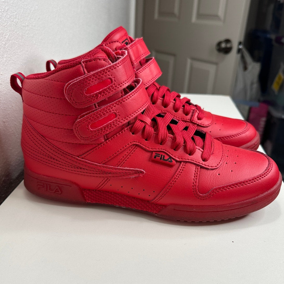 Fila Red Monochromatic F-14 High Top Casual Sneaker Shoe 8