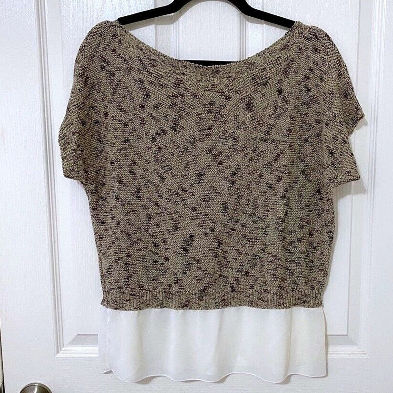 Anthropologie Moth Neutral Nudes Verona Ruffle Hem Pullover Blouse Sweater S