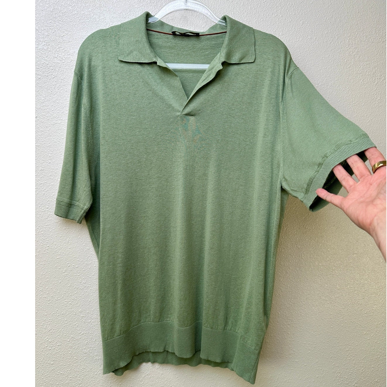 Loro Piana Polo Shirt Sage Green Mens US L Slub