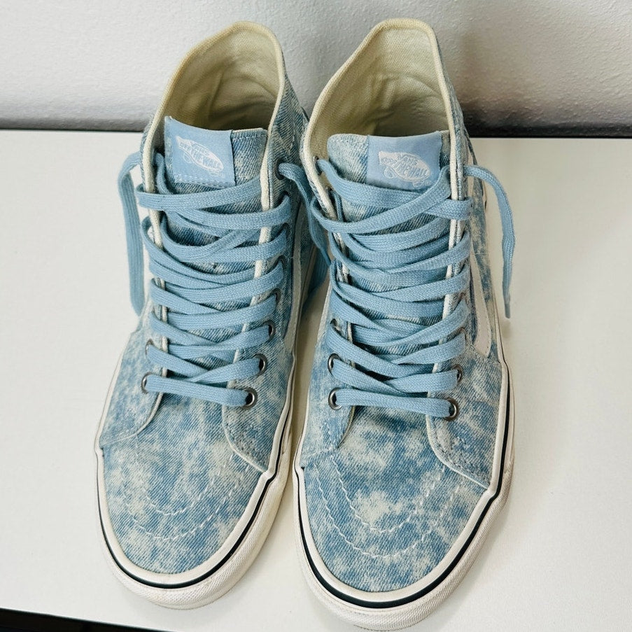 Vans Washed Blue White Sk8-Hi Taper Denim Winter Sky Skate Shoes 8