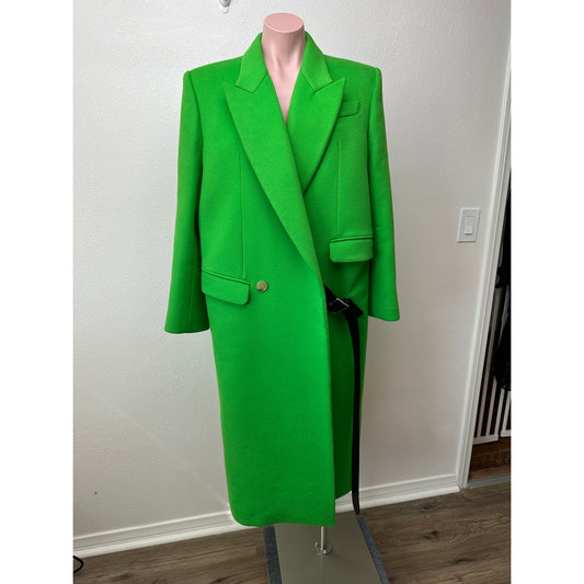 Alexander McQueen Lime Green Fitted Wool Coat Made in Italy 8