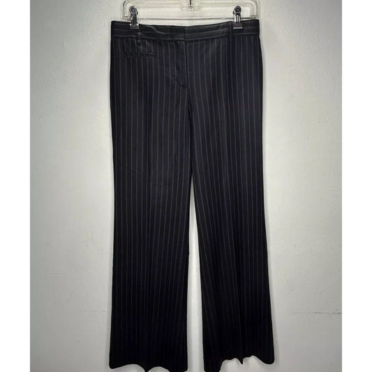 BCBGMAXAZARIA Black w/ Brown & White Pinstripe Wide Leg Zip Up Camilla Pant 2
