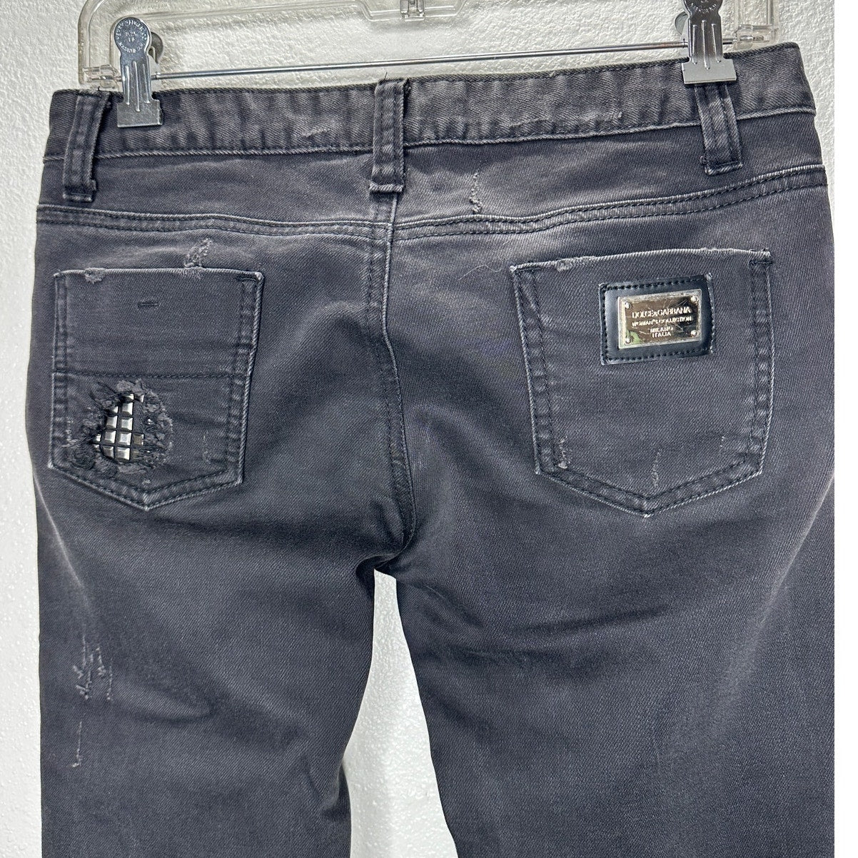 Dolce & Gabbana Dark Gray Distressed Studded Low Rise Skinny Jeans 6
